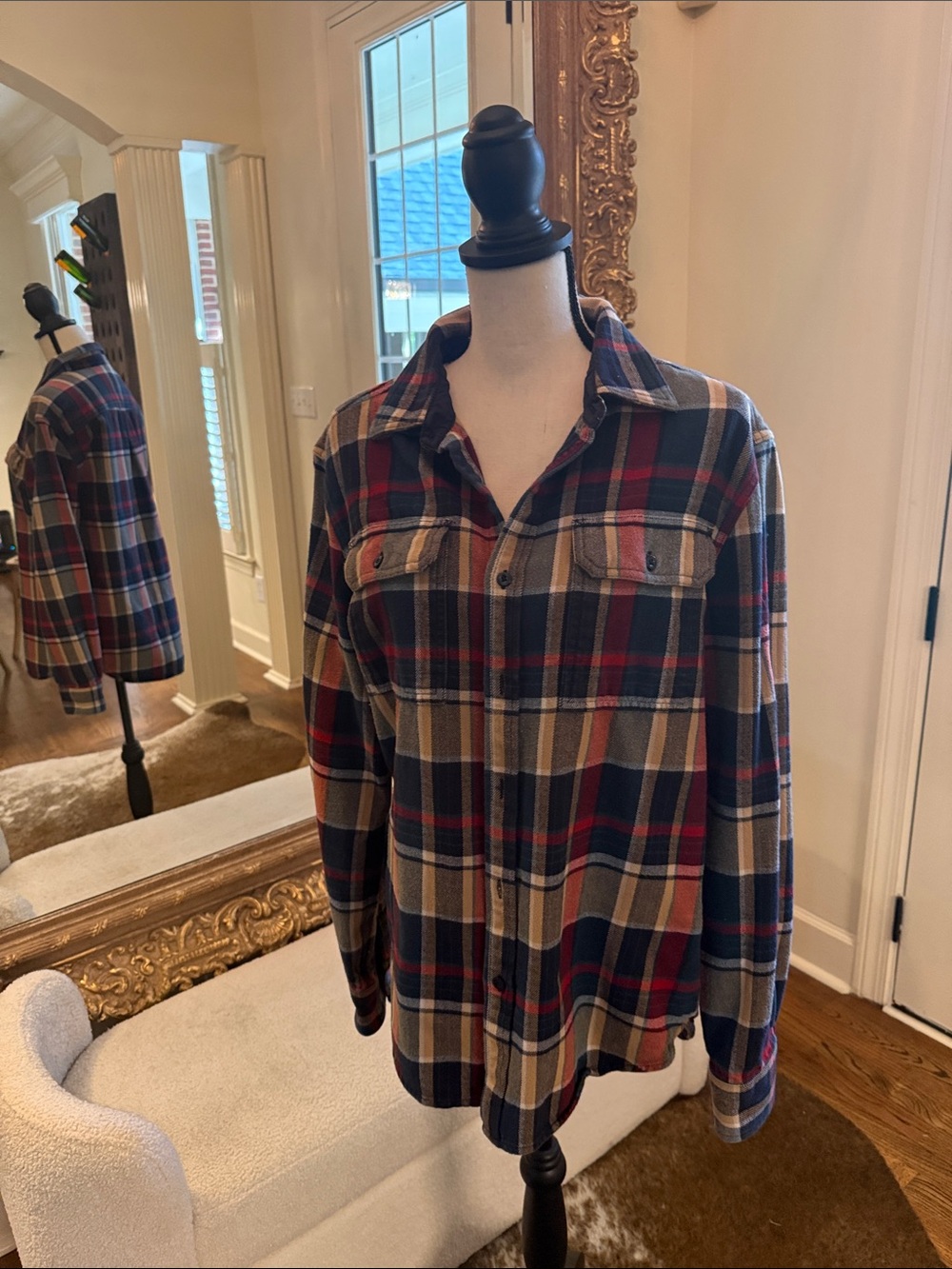 The North Face Men's Plaid Button-Down Shirt - Navy, Red & Tan